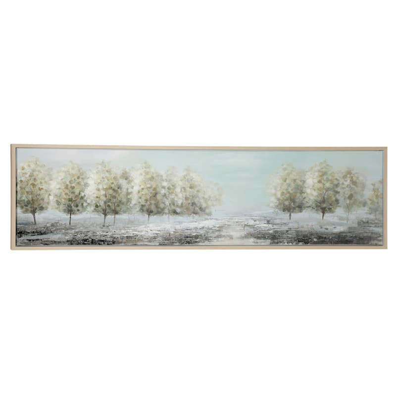 Canvas Tree Framed Wall Art with Tan Frame - Green - Roche River Decor