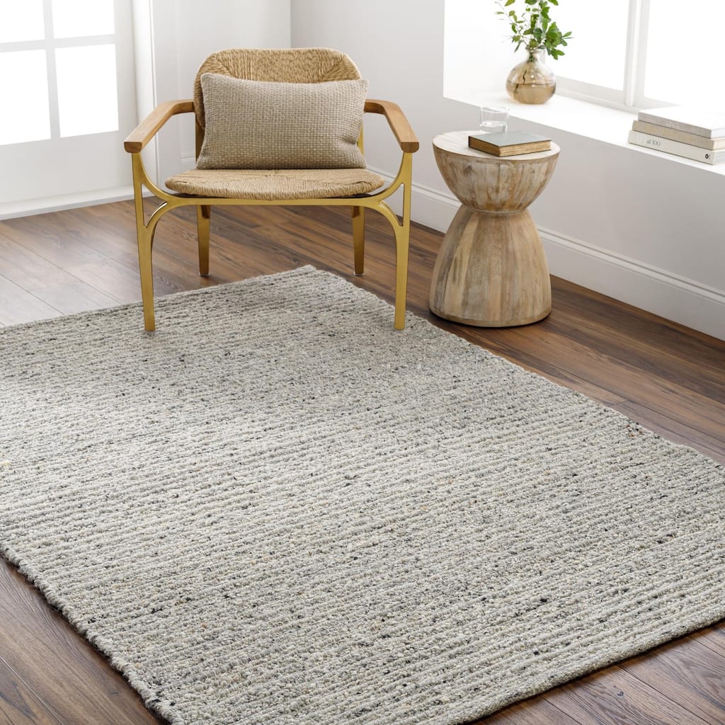 Laurence Handmade Solid Neutral Wool Area Rug