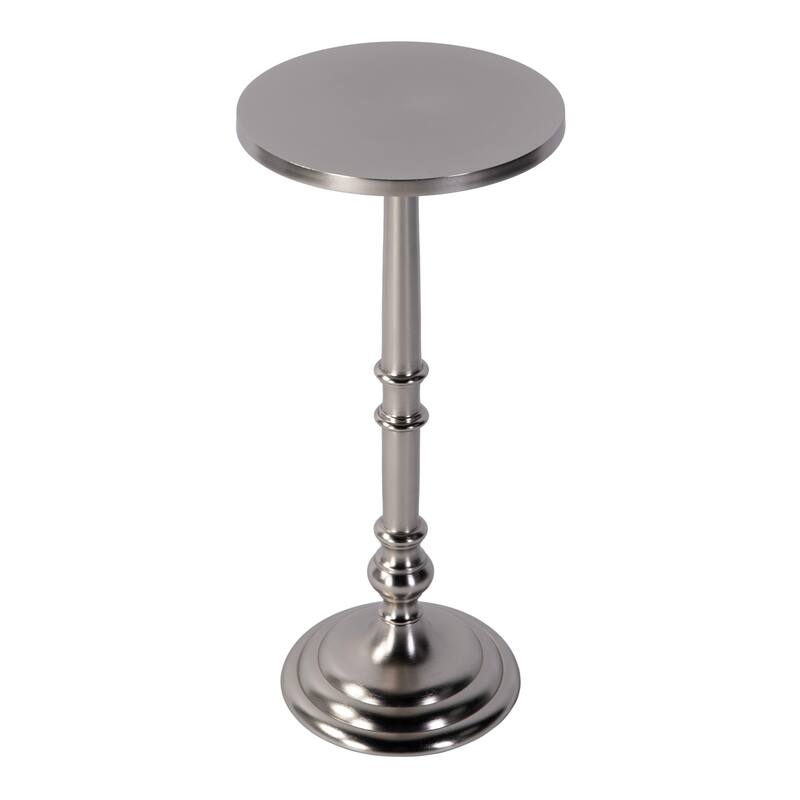 Garland 10 in. W Round All Metal Pedestal Base End Table - Silver