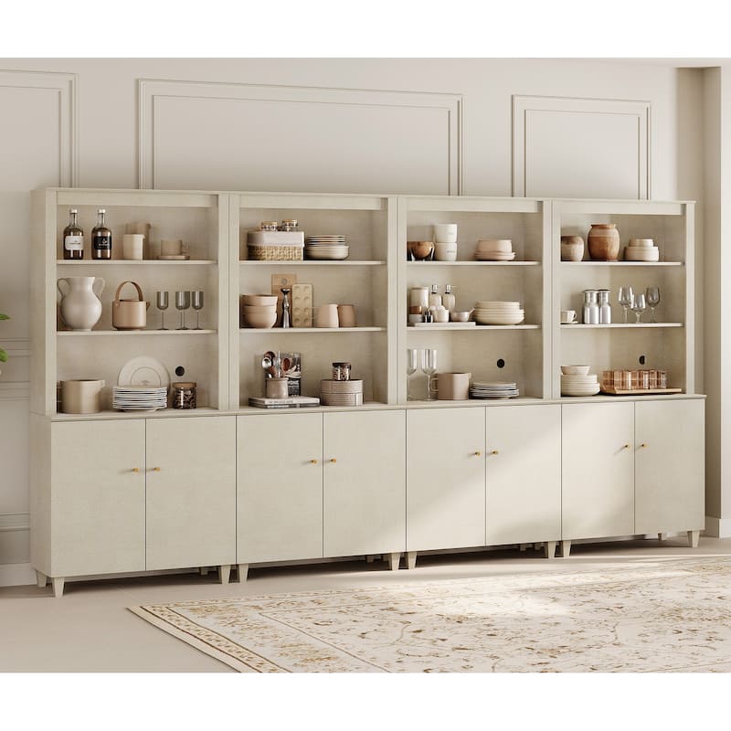 Modern 71" Tall Pantry Cabinet with Doors & Shelves for Dining Room