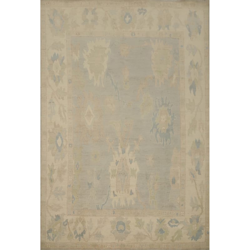 Hand Knotted Oriental 100% Wool Carpet Transitional All-Over Greys & Charcoal Oushak Area Rug - 10' 0'' X 8' 0''