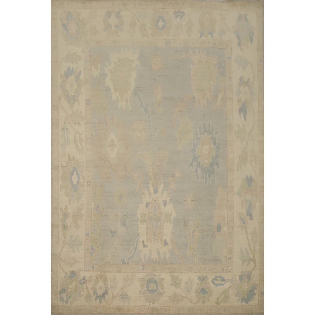 Hand Knotted Oriental 100% Wool Carpet Transitional All-Over Greys & Charcoal Oushak Area Rug - 10' 0'' X 8' 0''