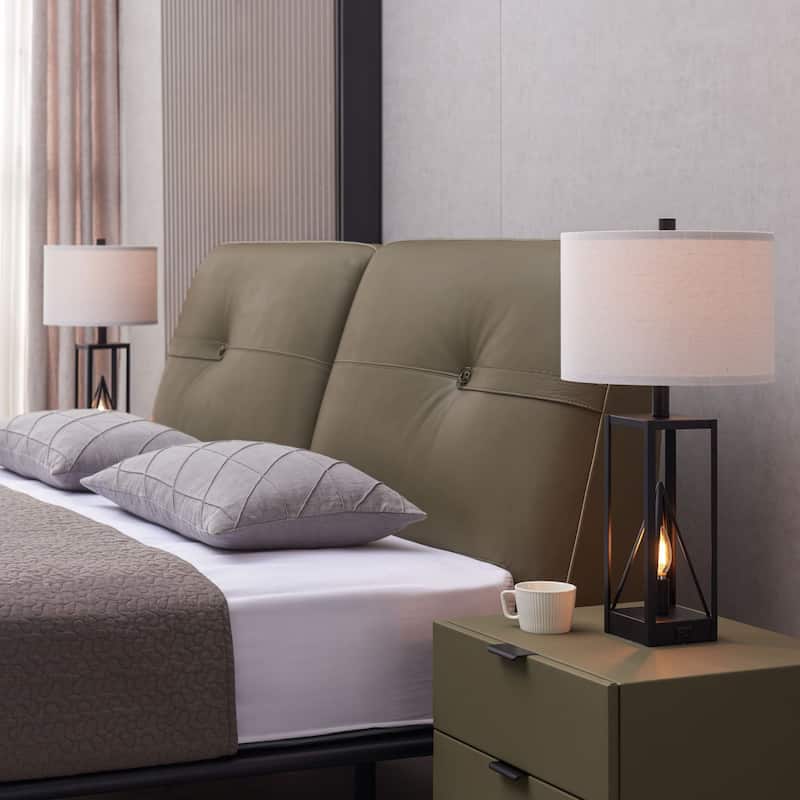 KAWOTI 23.5” Touch Control Table Lamp Set with USB Port, Night Light and Bulbs - W12" * H23.5"
