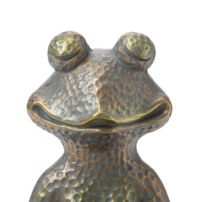 Bronze 28" H MGO Wealth Stacked Frog Statue Zen-style Coastal-style Sculpture Indoor Outdoor Figurine by Glitzhome