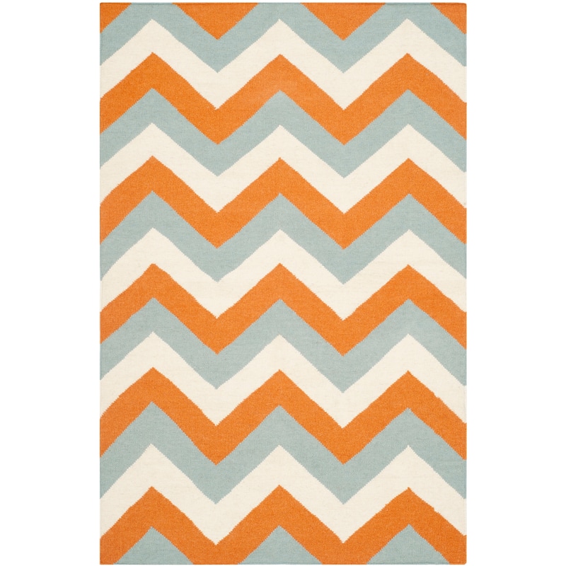 SAFAVIEH Handmade Flatweave Dhurries Alliette Modern Wool Rug - 4' x 6' - Terracotta/Blue