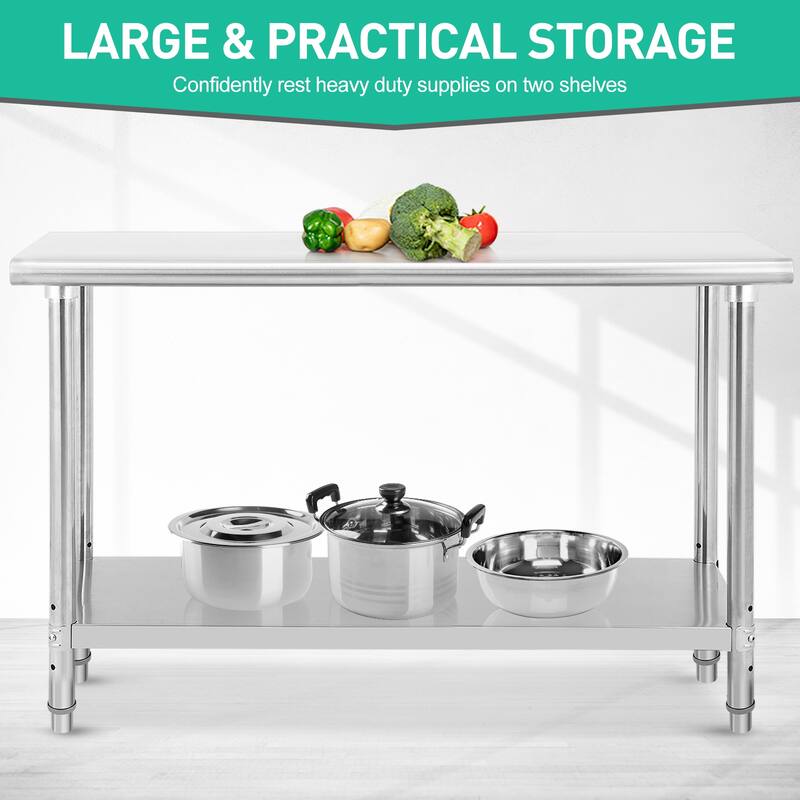 72" x 30" Stainless Steel Work Table with Under Shelf