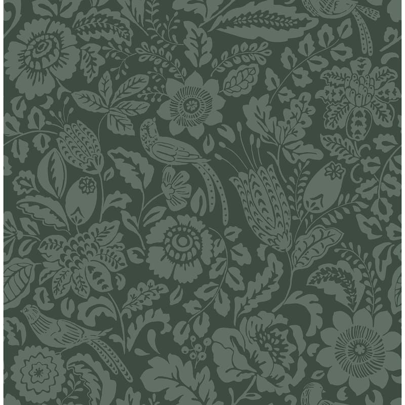 A-Street Prints Marta Green Floral Trail Wallpaper