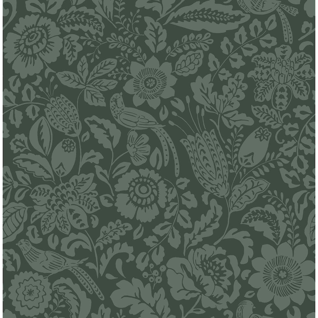 A-Street Prints Marta Green Floral Trail Wallpaper