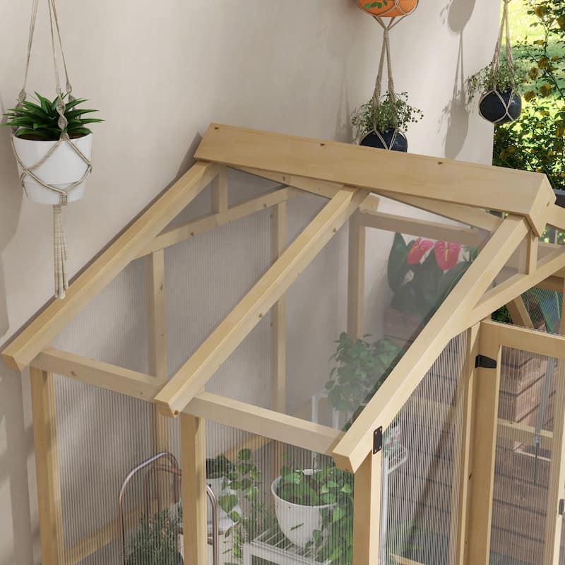 Outsunny 6.5' x 4' x 6.7' Walk-in Polycarbonate Greenhouse with Automatic Temperature Window and Lockable Door