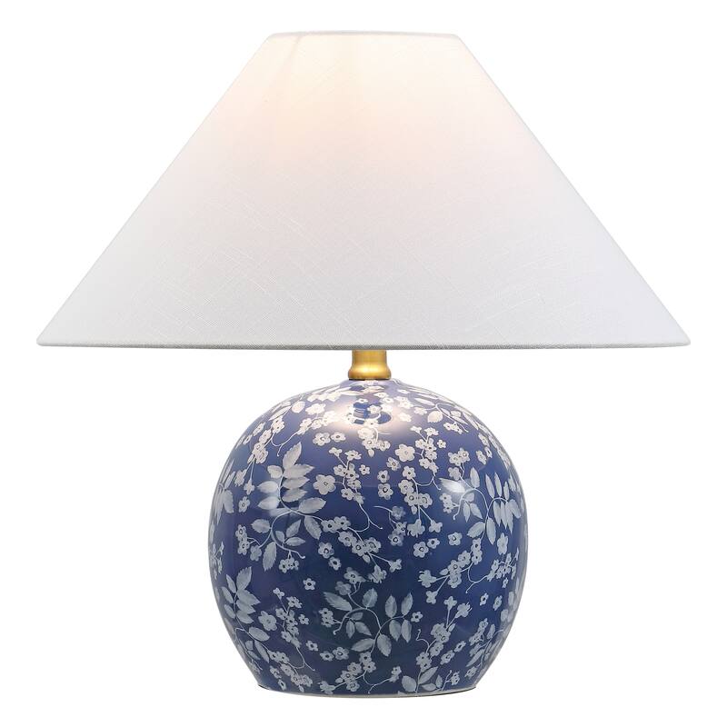 Felice 17.25" Ceramic Globe LED Table Lamp, By JONATHAN Y - Blue/White