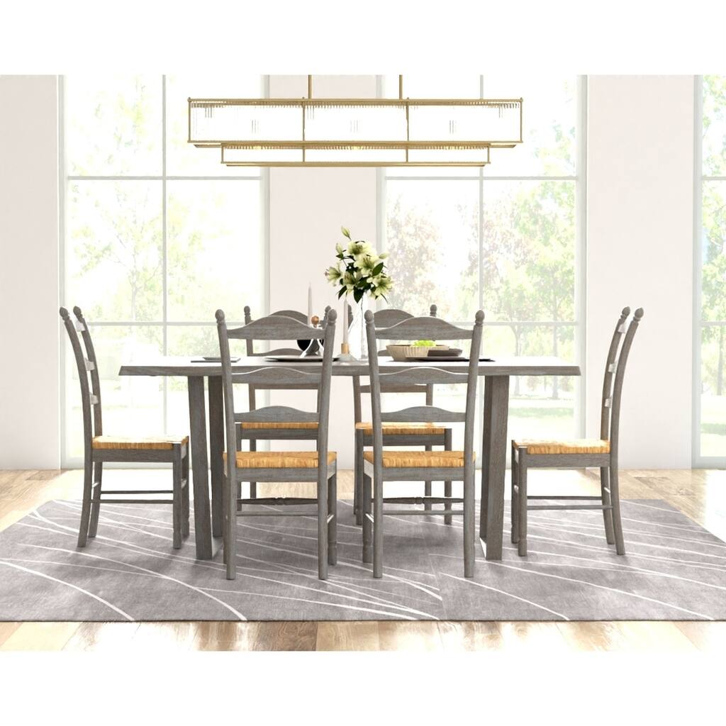 Woven Seat Ladder Back Solid Dining Chair - 38" - Driftwood Brown