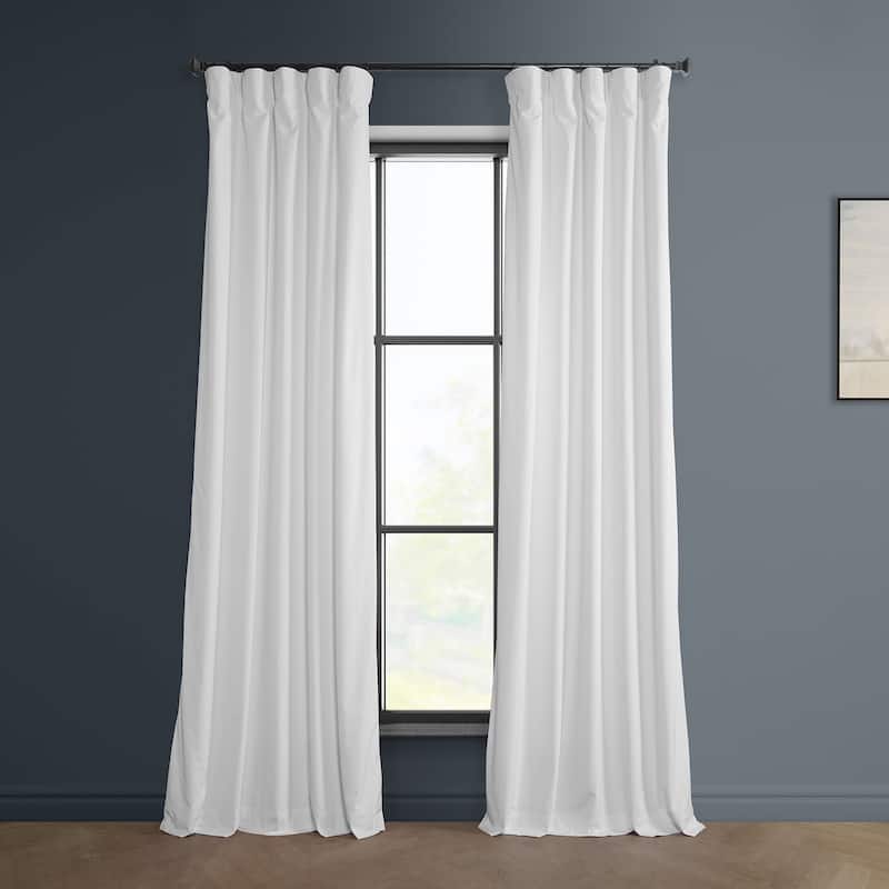 Exclusive Fabrics Heritage Plush Velvet Room Darkening Curtains (1 Panel) Luxury Velvet Curtains for Bedroom & Living Room. - 50 X 96 - White