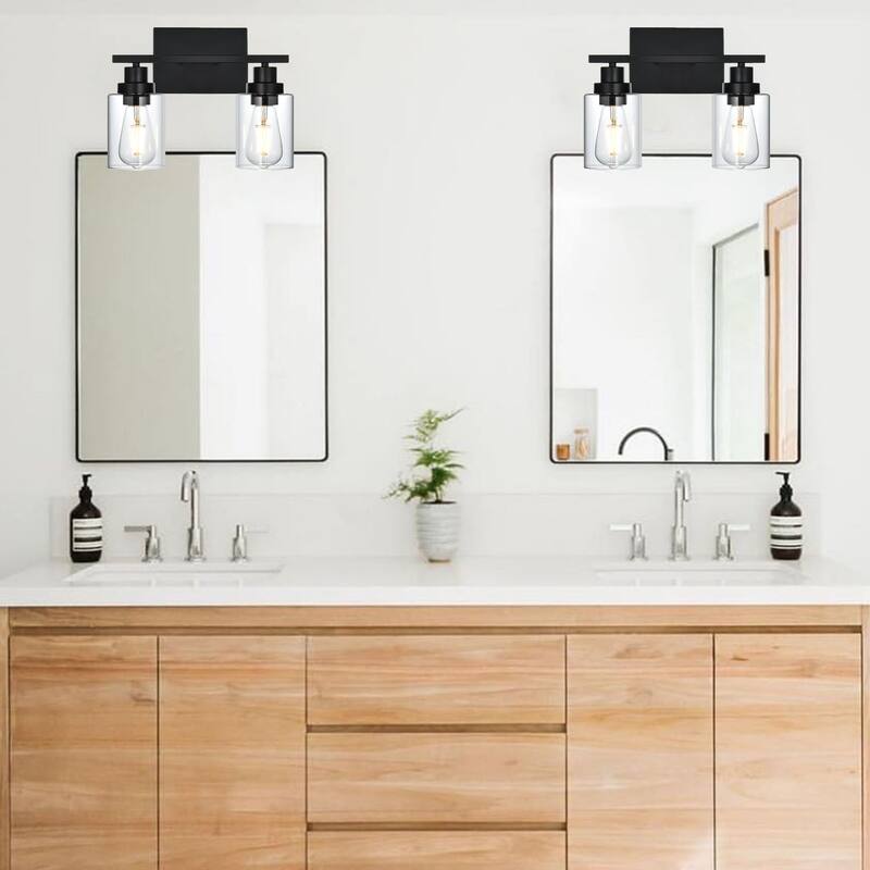 2-Light Bathroom Vanity Light with Clear Glass Shade