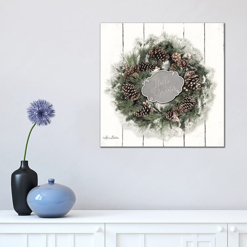 iCanvas "Hello Winter Wreath" by Lori Deiter Canvas Print - 18x18x1.5