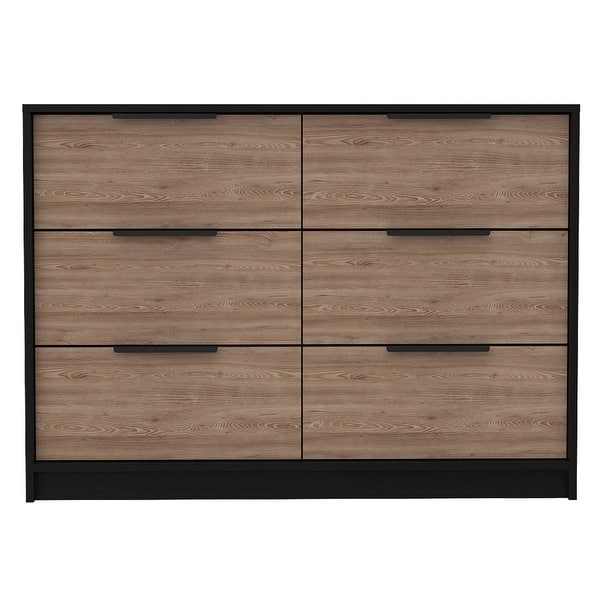 black dresser with brown top Likimio 59.1-in W Brown and Black 6 Drawers Dresser with Wide Storage Cabinet in the Dressers department at Lowes.com