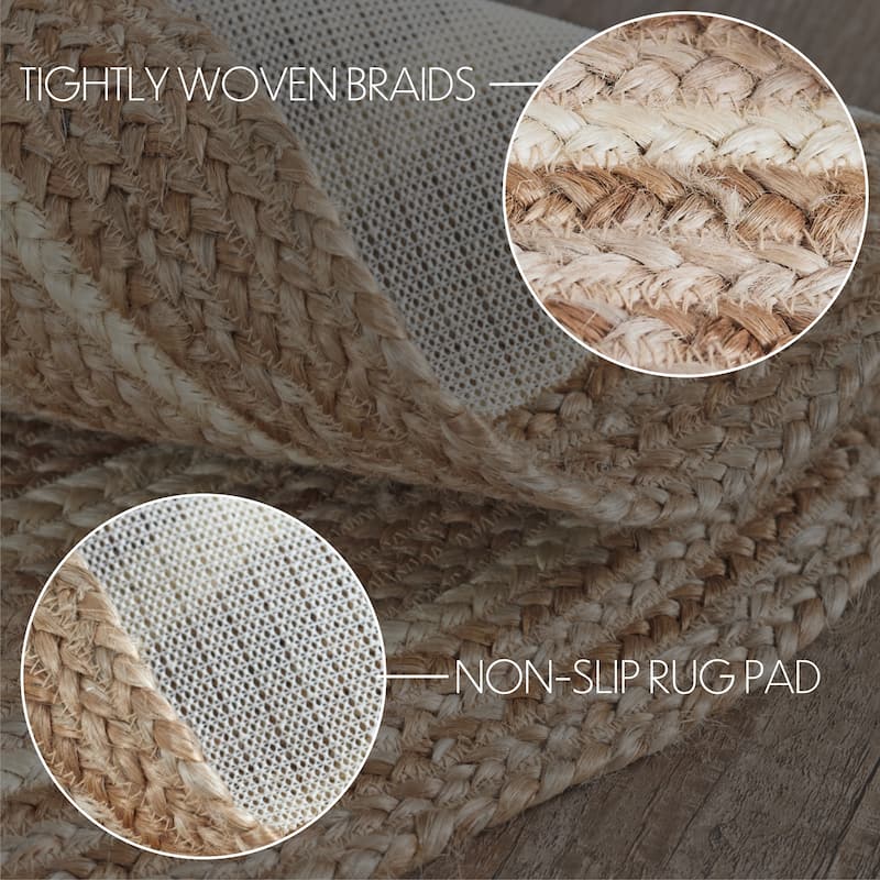 Natural & Creme Jute Rug w/ Pad 6ft Round - 3'6"