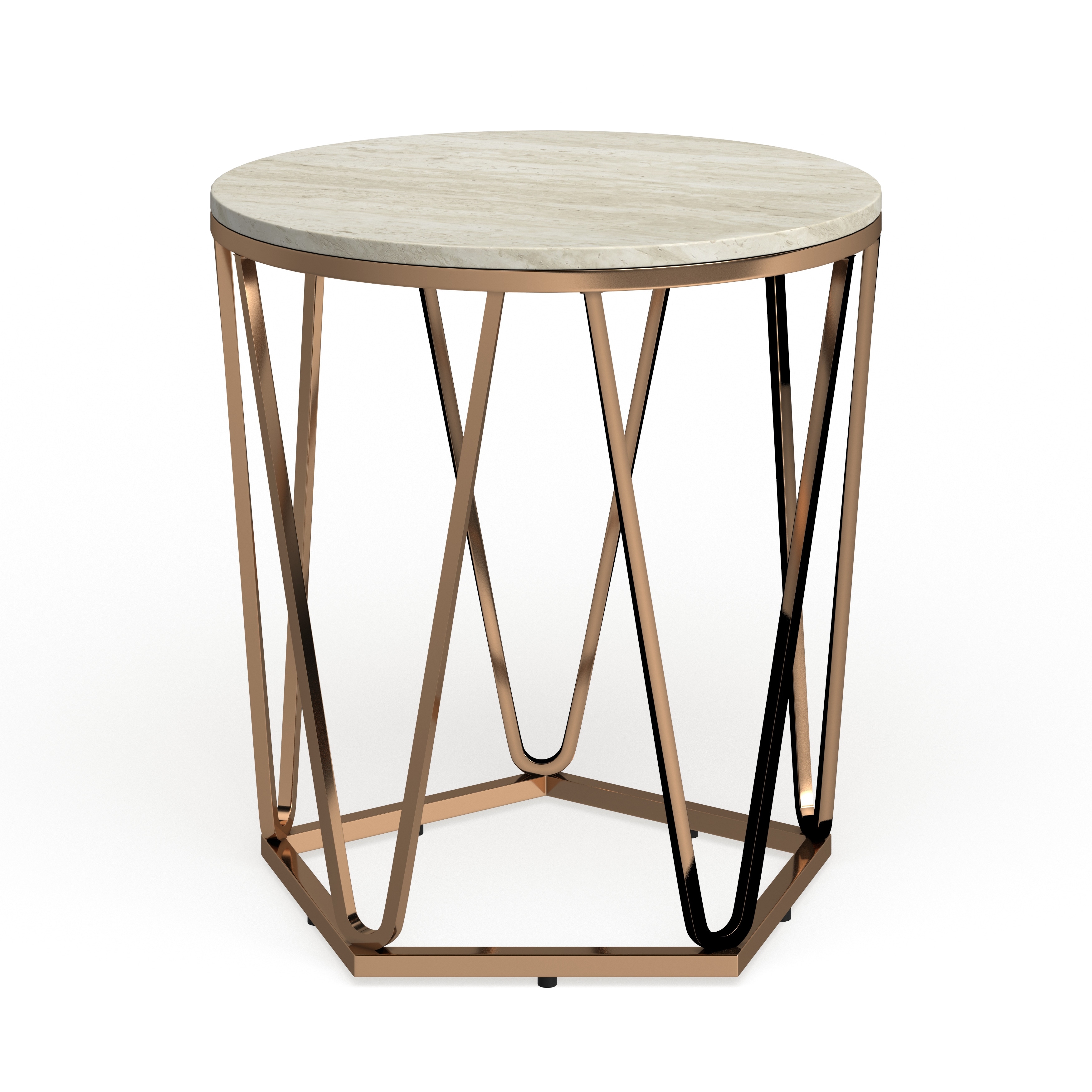 Silver orchid henderson round faux stone end table sale