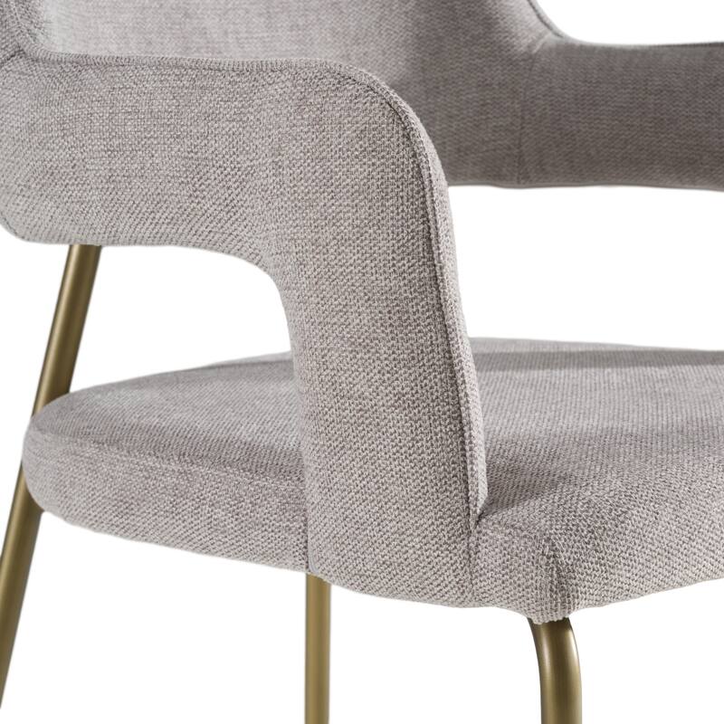 Modrest Childers Modern Grey Fabric & Antique Brass Dining Chair