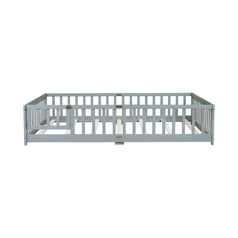Floor Bed with Fence,Door and Safety Guardrails,Ensuring a Secure and Comfortable Space