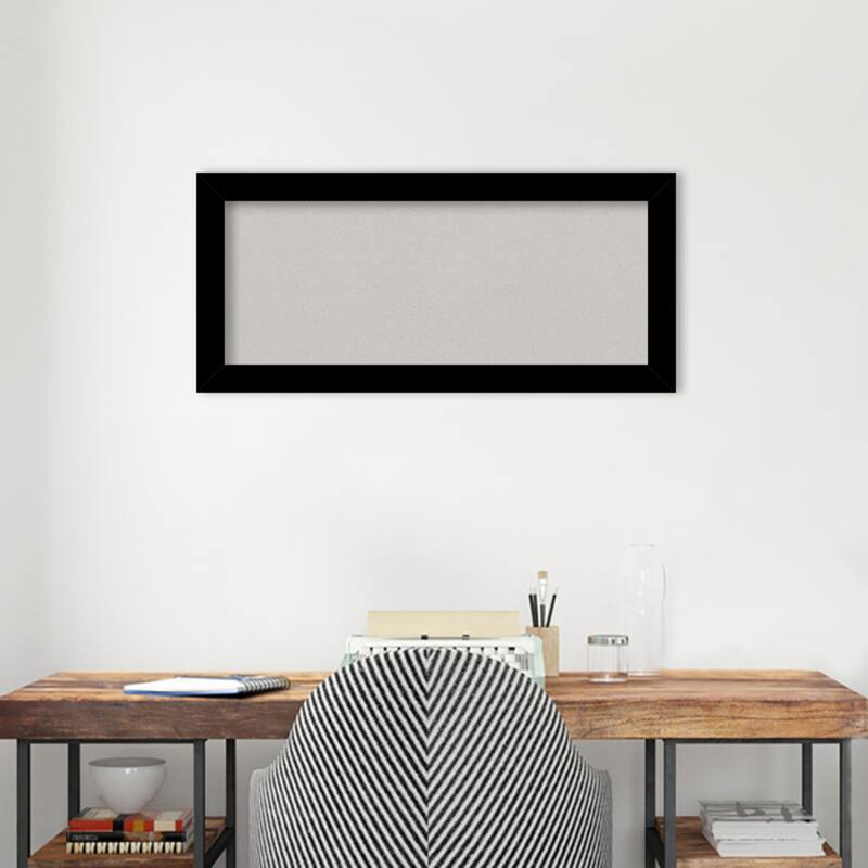 Basic Narrow Wood Framed Grey Corkboard Bulletin Board