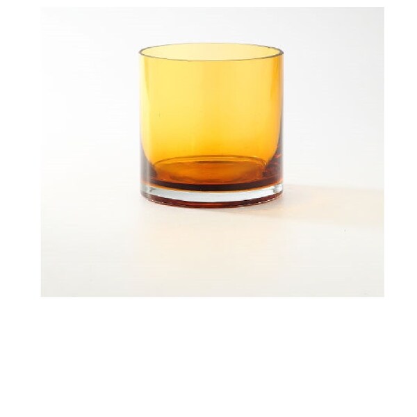 6" Amber Transparent Cylinder Glass Vase Tabletop Decor - N/A