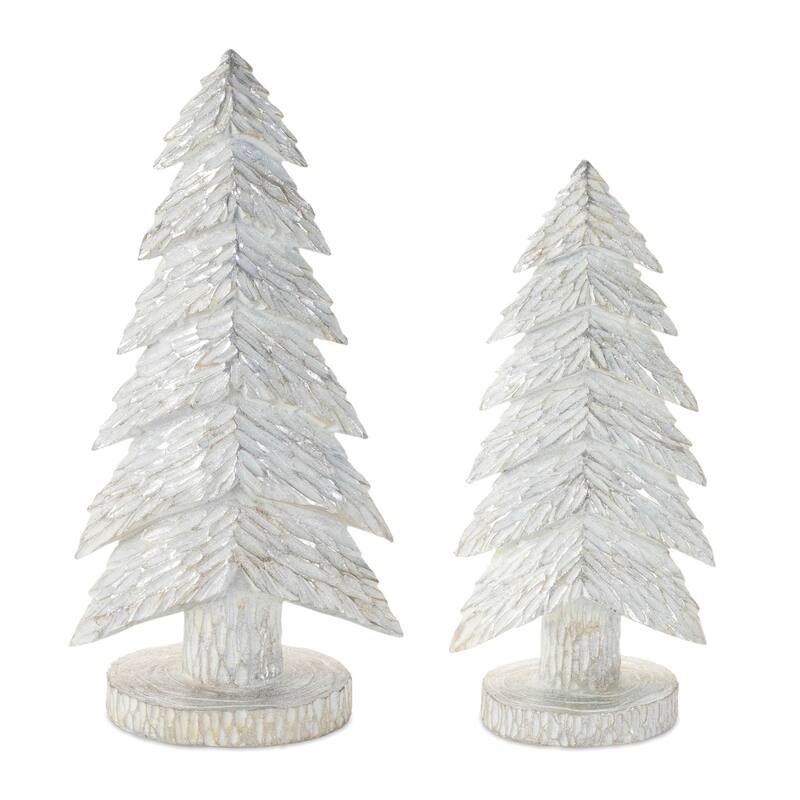 White Christmas Tabletop Trees (Set of 2)