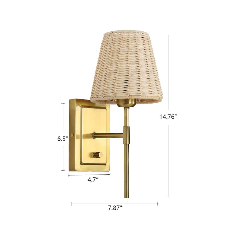 MLiAN Wall Sconce Rattan Wrapped Wall Lamp, Set of 2