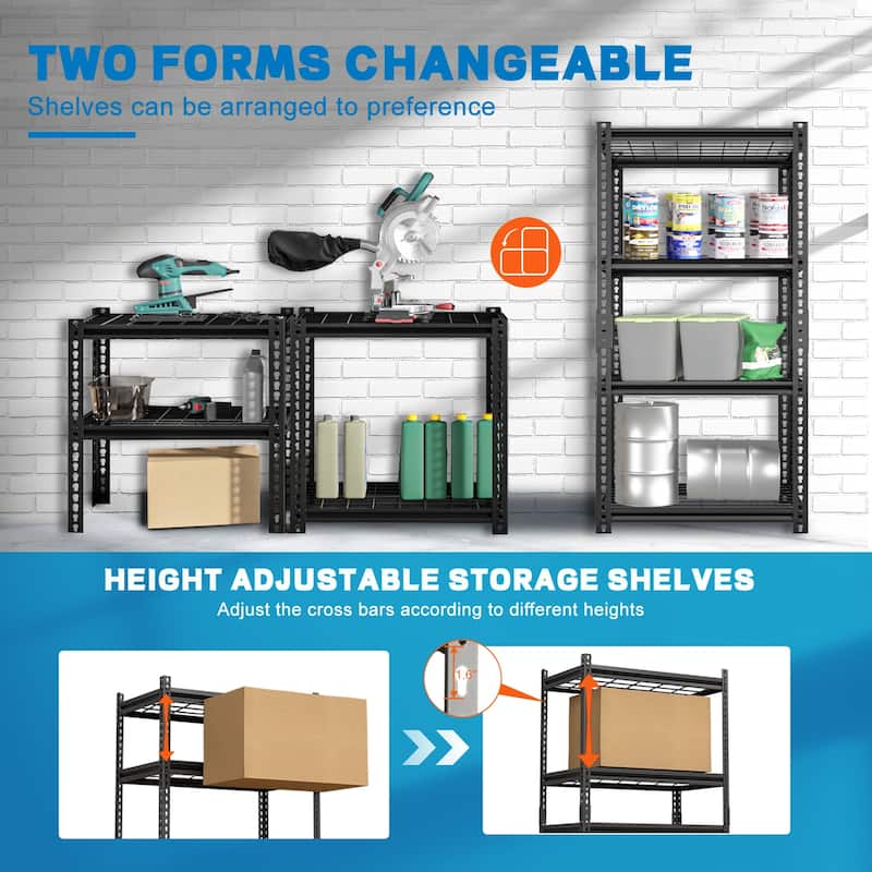 DoCred Adjustable 4-Tier Garage Shelving, Heavy Duty Storage Shelves