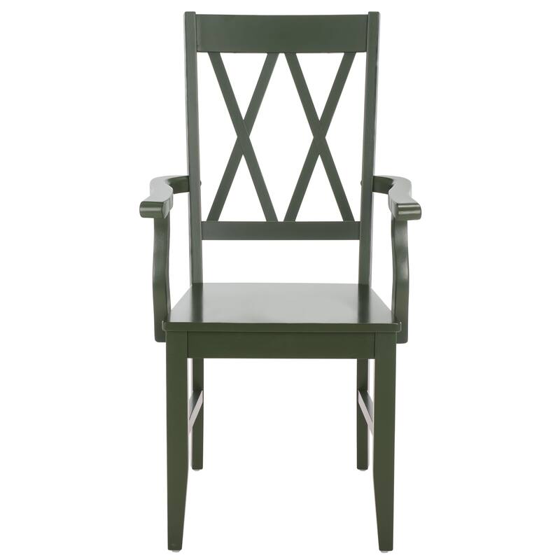 SAFAVIEH HOME Yelena Double X-Back Arm Chair - 18"W x 22"D x 39"H - Dark Green