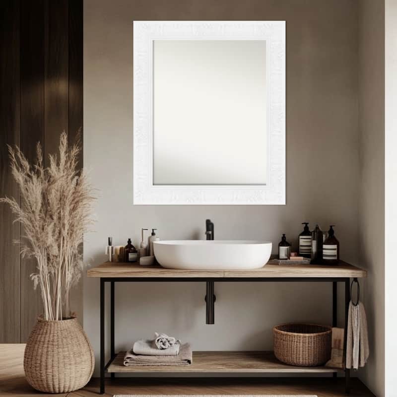 Luxe Non-Beveled Framed Bathroom Vanity Wall Mirror