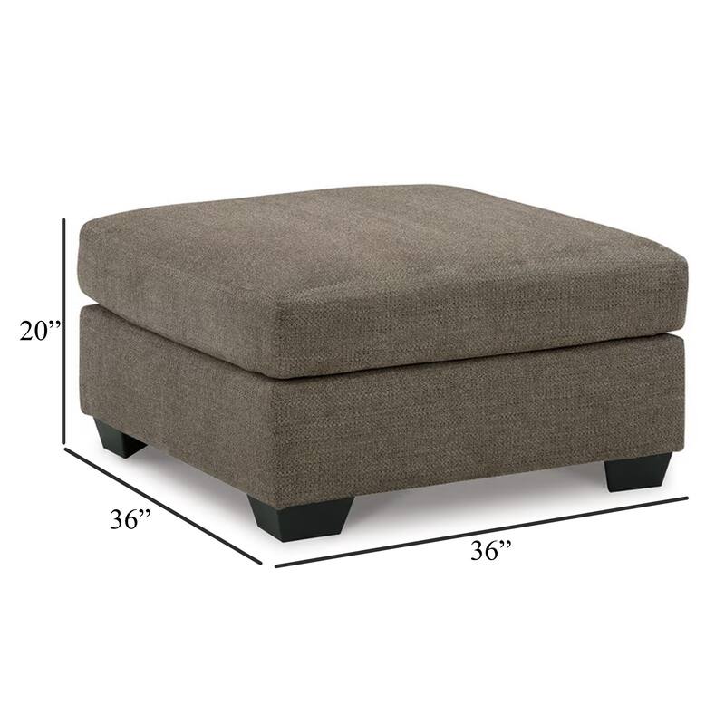 Joey Accent Ottoman, Soft Cushioned Brown Polyester, 36 Inch Square