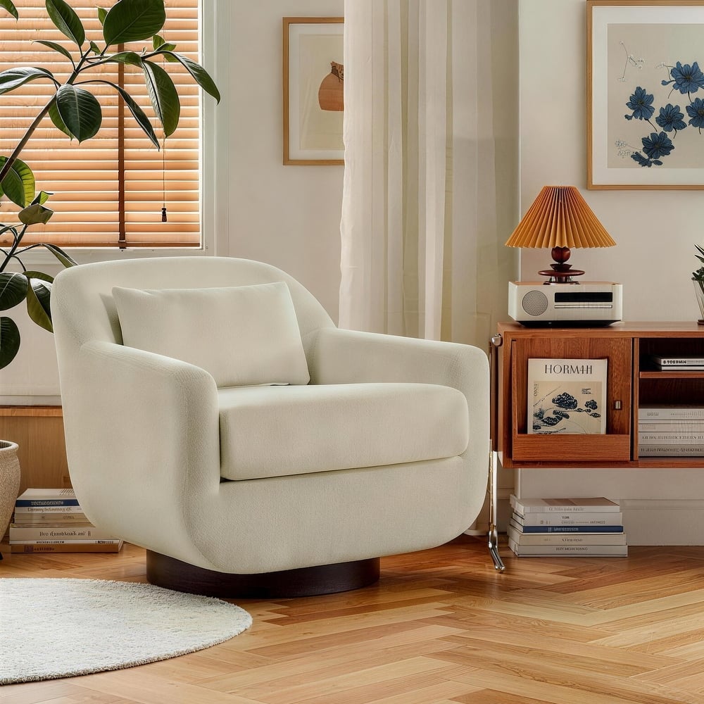 Miles Chenille Scandinavian Swivel Lounge Armchair