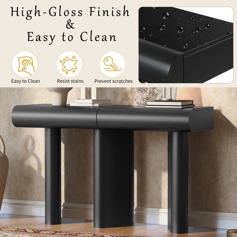 47.6" Modern Painted Entryway Table with 2 Curved Drawers,Space-Saving Hallway Table with Geometric Legs