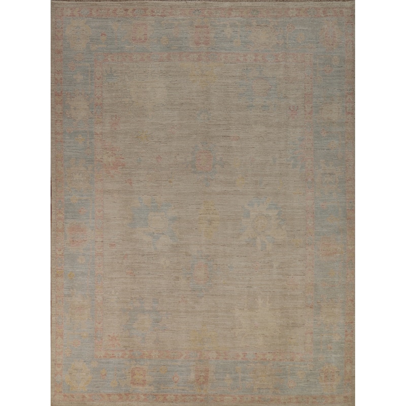 Floral Oushak Turkish Area Rug Handmade Vegetable Dye Wool Carpet - 8'0"x 9'9"