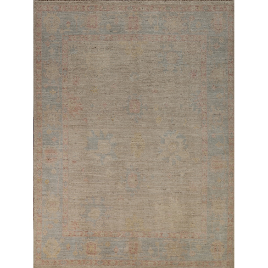 Floral Oushak Turkish Area Rug Handmade Vegetable Dye Wool Carpet - 8'0"x 9'9"