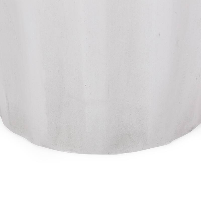Roomfitters Outdoor Lightweight Concrete Side Table, Round Accent End Table for Patio or Living Room, Antique White