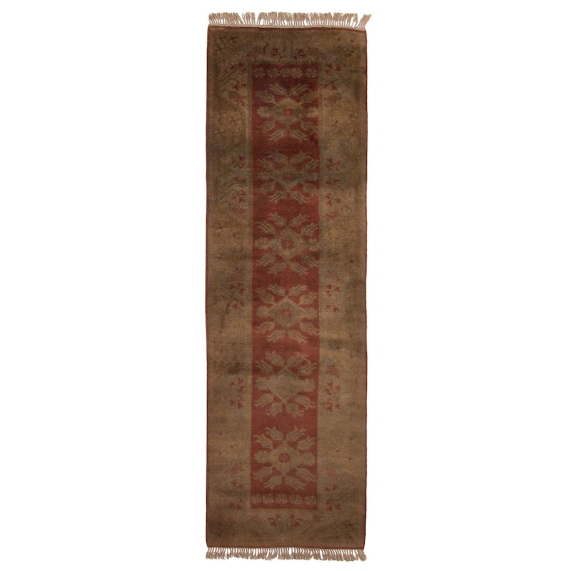 ECARPETGALLERY Hand-knotted Color Transition Dark Brown Wool Rug - 2'8 x 8'6 - Dark Brown - 2'8 x 8'6