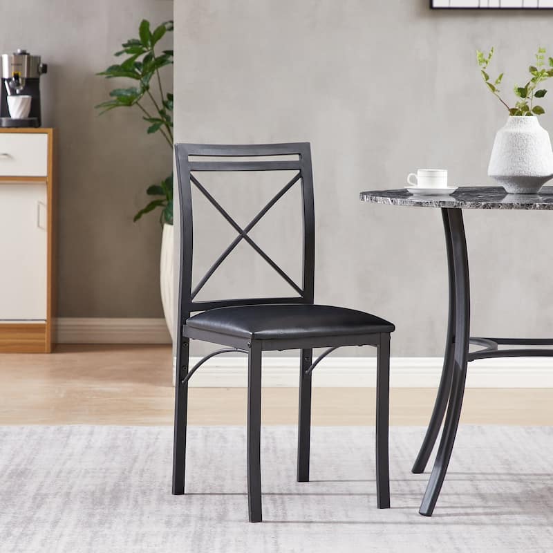VECELO Dining Chairs Set of 4/8, Beige/Black Folding Chairs with Steel Frame