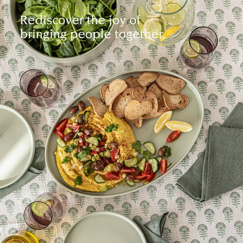 over&back Stackable Semi-Matte Stoneware Oval Serving Platter