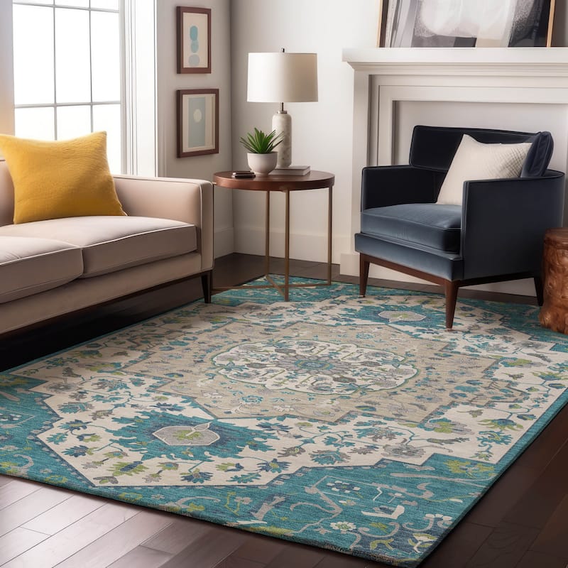 Premium Washable Super Soft Traditional Boho Mayfield Rug - Teal - 2'6" x 3'10"