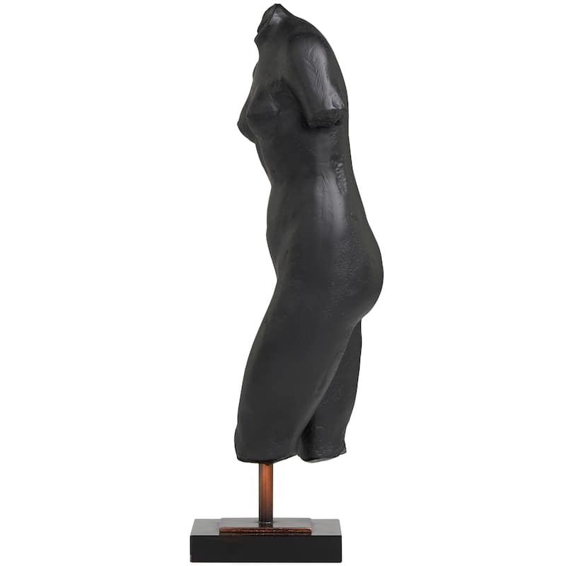 Black Polystone Woman Decorative Sculpture