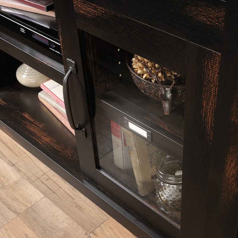 Wood Fireplace Credenza for TVs up to 60", Brown - 38.07" W x 19.45" D x 29.76" H