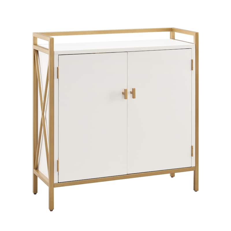 Leick Home Claudette White Mixed Metal and Wood Foyer Cabinet