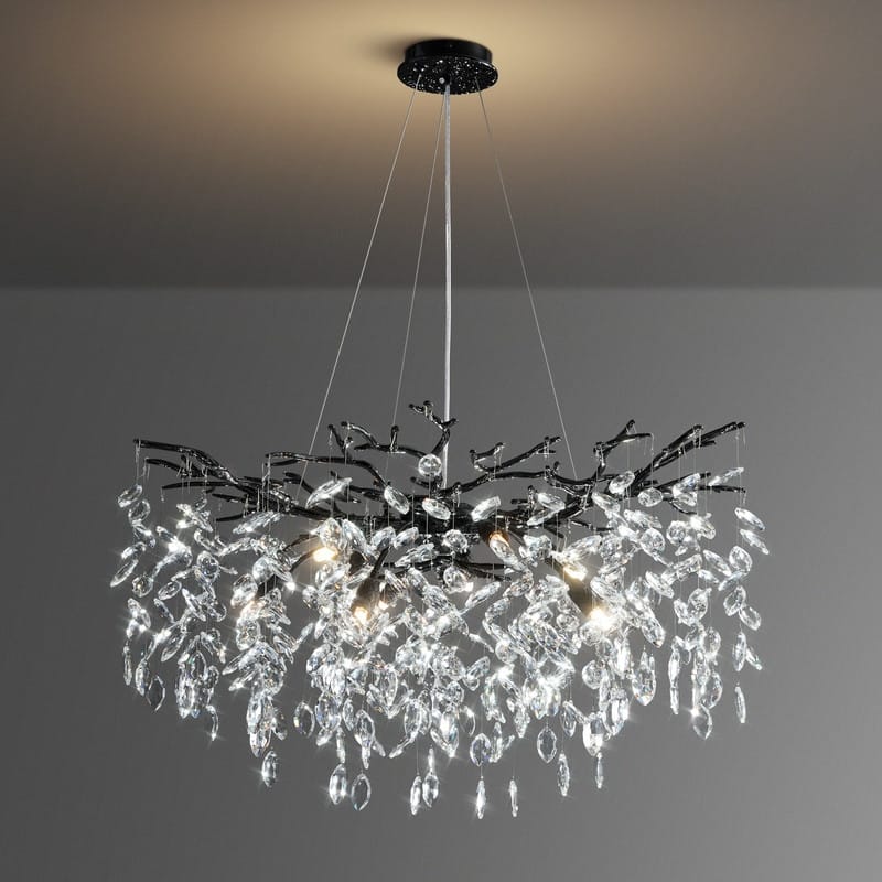 Modern Round Branch Crystal Chandelier, 600-1200mm Diameter, Marquise Cut Crystal Pendant Light