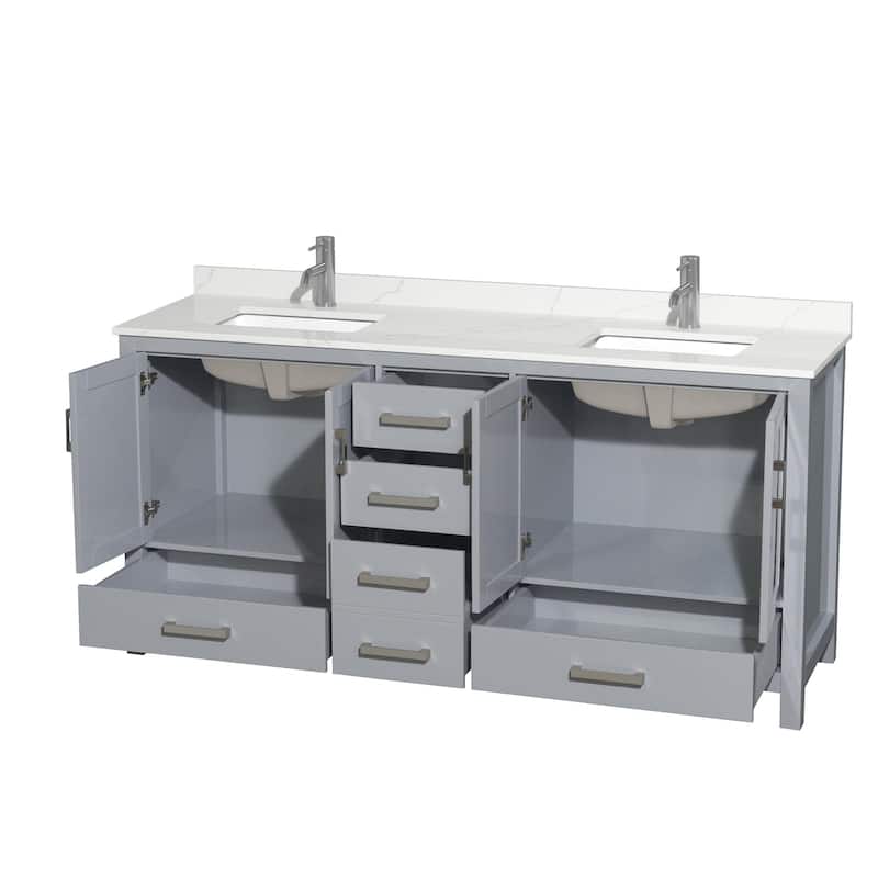 Sheffield 72-inch Double Vanity, Single Hole Quartz Top