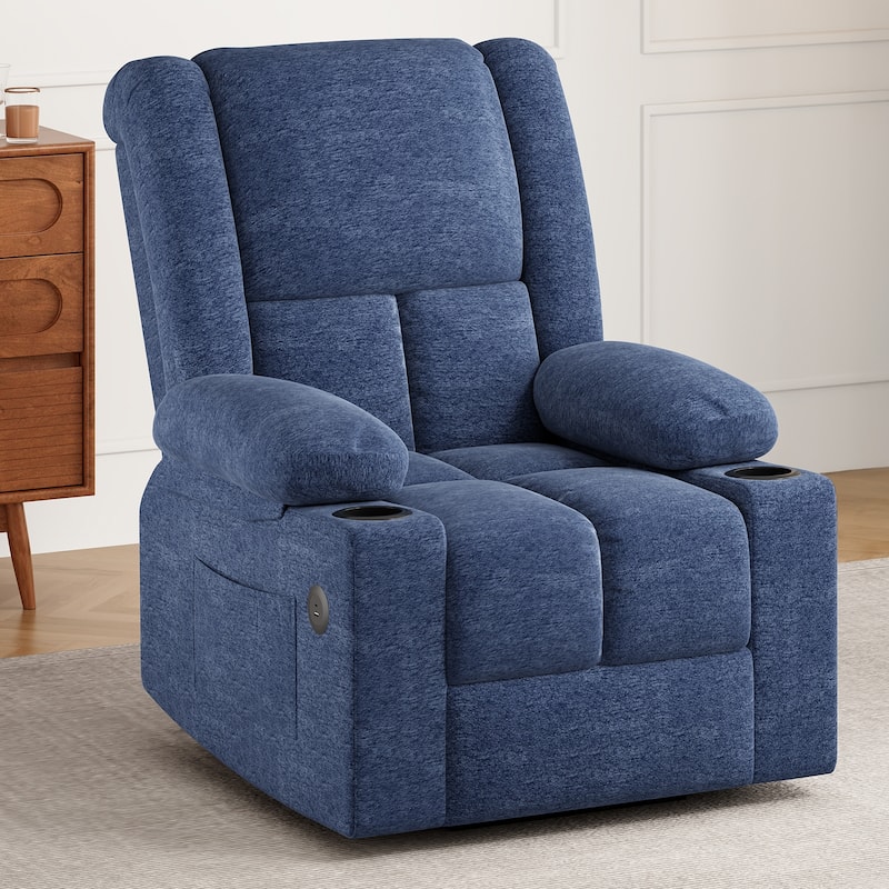 Power Lift Recliner Chair, Lounge Chaise Chair with Heat Functions, Massage Chair with USB Ports & Cup Holders