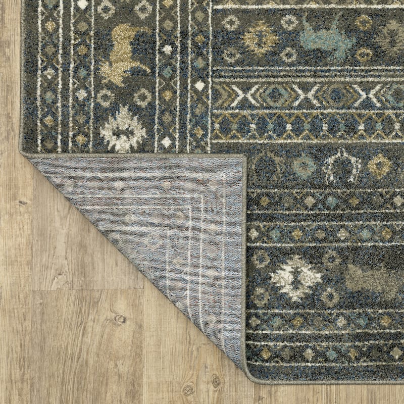 Style Haven Vance Southwestern Lodge Blue/ Gold Area Rug.
