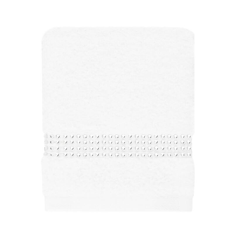 Sparkles Home Rhinestone Stripe Fingertip Towel (Set of 2) - White