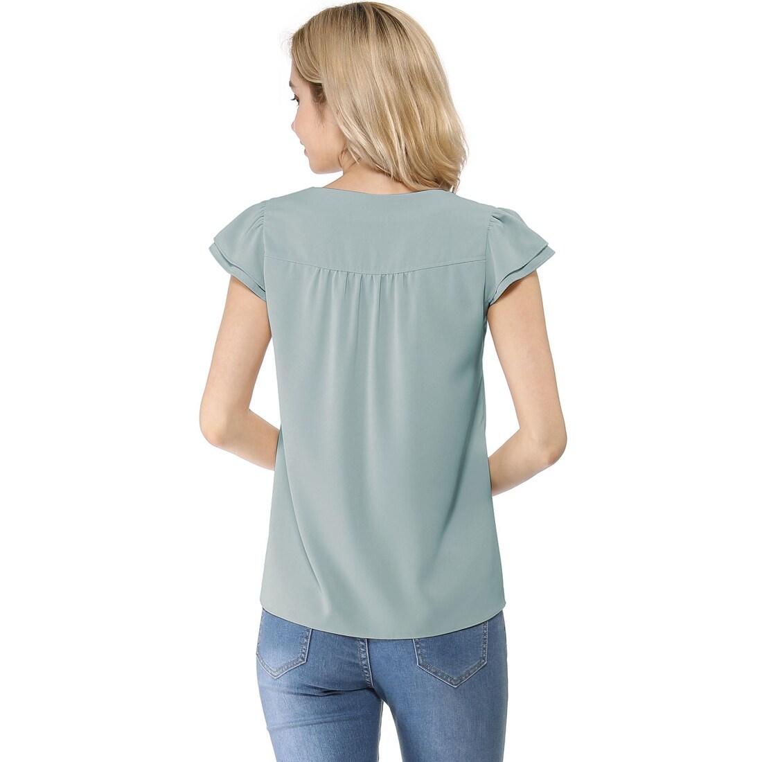 Shop Women S Work Business Casual Plain Cap Sleeve Blouse Top