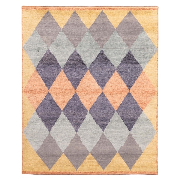 slide 2 of 9, ECARPETGALLERY Hand-knotted Pak Finest Marrakesh Dark Grey, Light Gold Wool Rug - 8'2 x 9'11